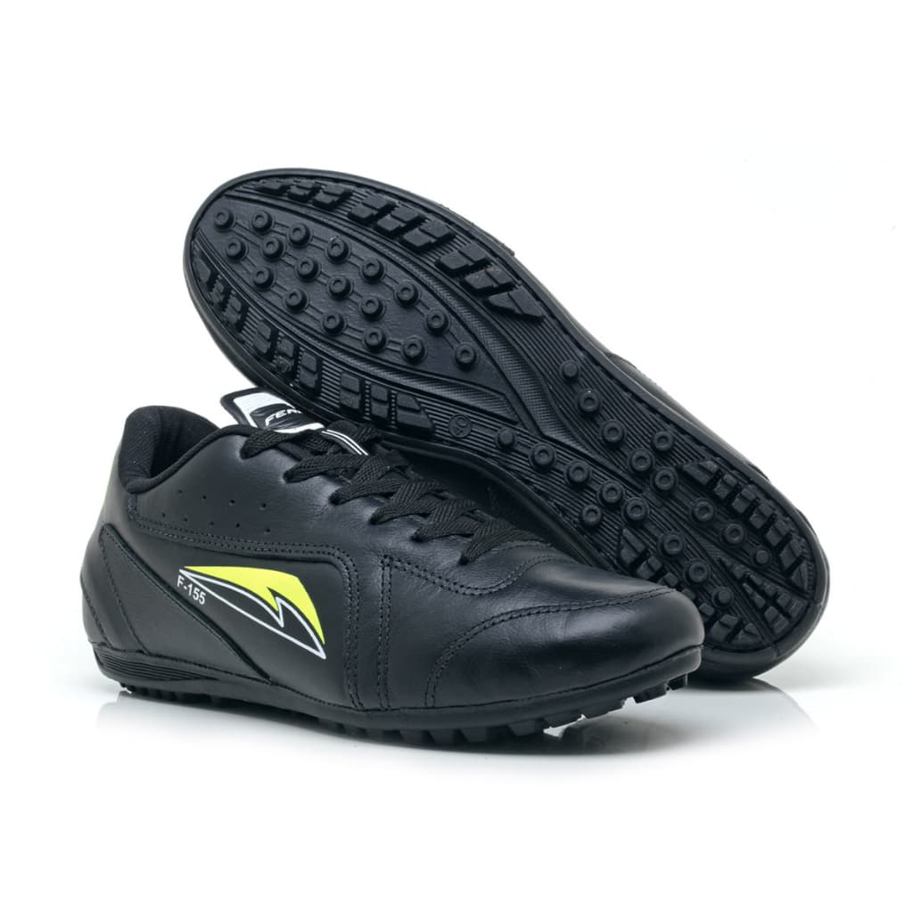 Chuteira para Society de Couro Legítimo Costurada Preta Promoção