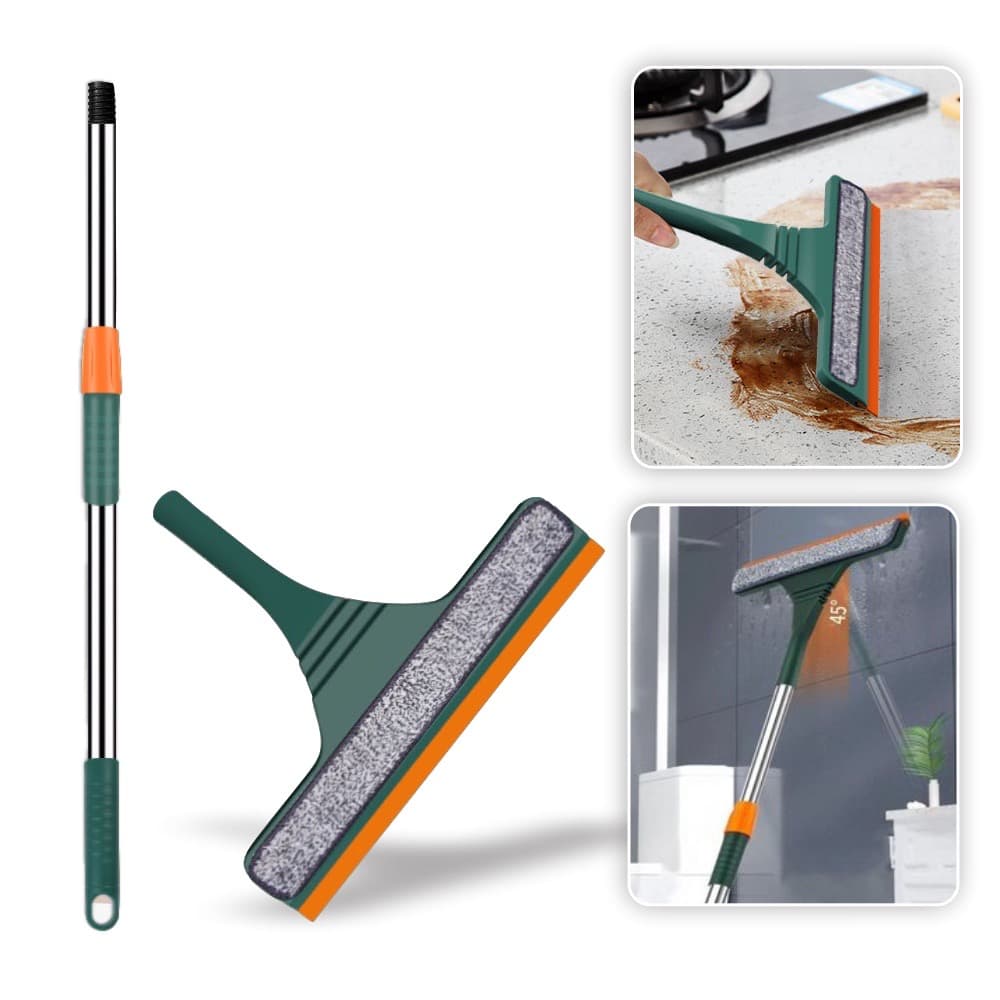 Rodo Vassoura Mágico Mop para Limpeza de Casa Cozinha Banheiro Quintal (4 em 1) Cabo Flexível Grande/Rodo Limpa Vidros Cabo De Uso Profissional Extensível 2 Em 1