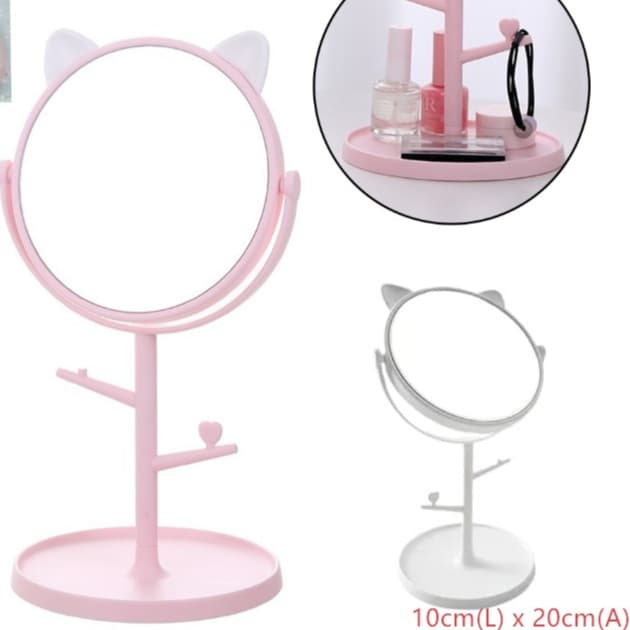 MINI Espelho Mesa Penteadeira Porta Bijuteria Gatinha