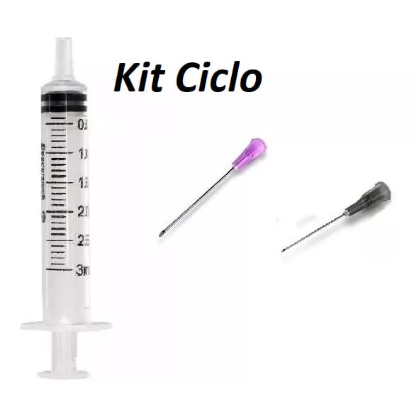 30 Seringas de 3 Ml Slip + 60 agulhas sendo 30 Agulhas 25x7 + 30 Agulhas 40x12 - Kit Ciclo