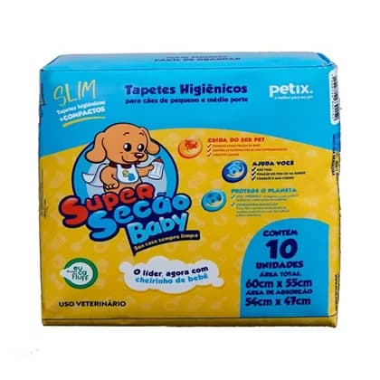 Tapete Higiênico Super Secão Baby Slim - 10 unidades 60x55cm