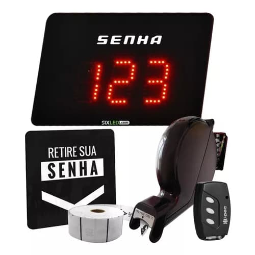 Kit Atendimento De Filas Com Painel Senhas, Dispensador e Bobina