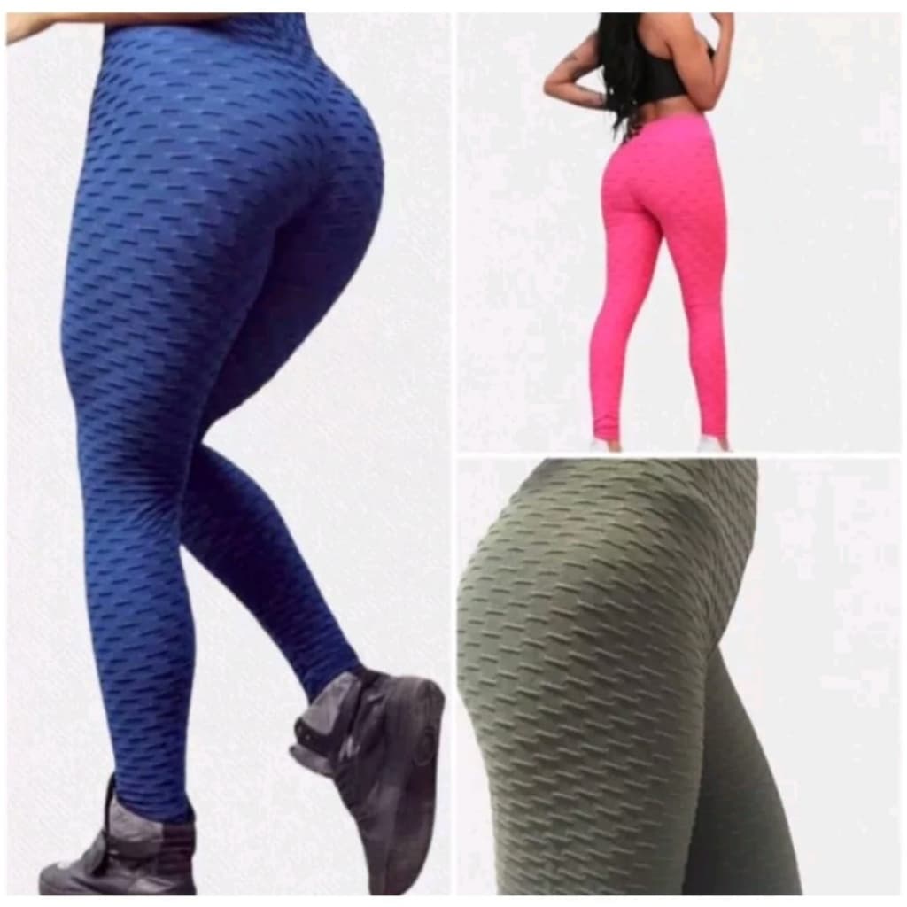 Calça Legging Leg Fitness Tecido Em Bolha 3D Textura Moda Feminina Academia