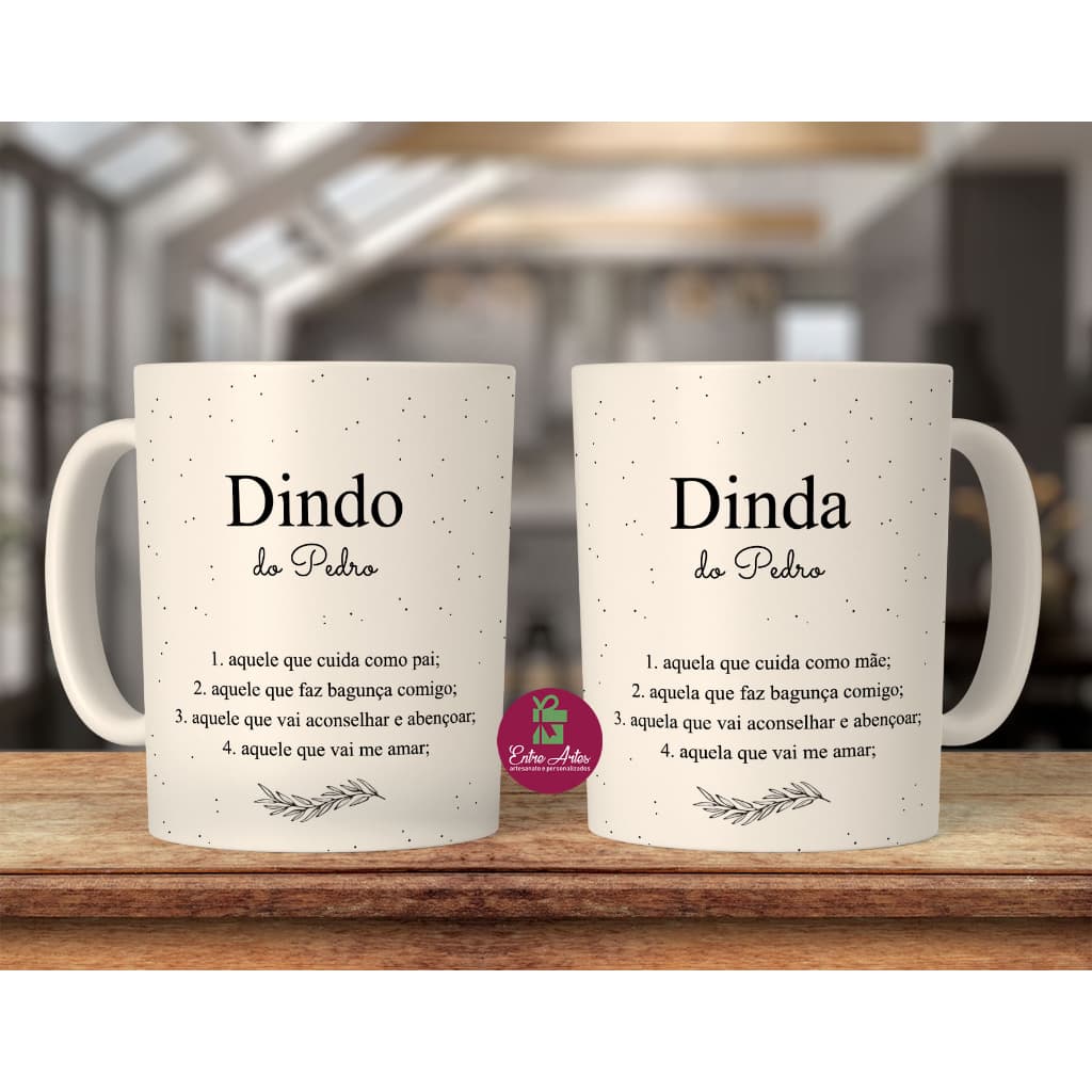 Kit 2 Canecas De Batismo Padrinho Madrinha Batizado Dindo E Dinda