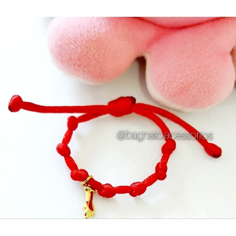 Pulseira 7 nós VERMELHA para bebê (0 a 2 anos) com Figa (BIJUTERIA)