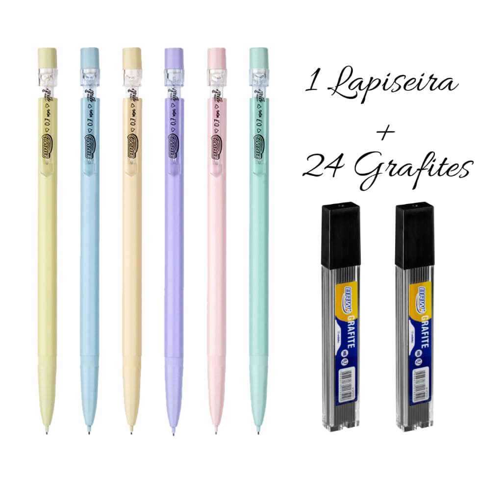 Lapiseira Cores Pastel E 24 Grafites  0.7mm  - BRW