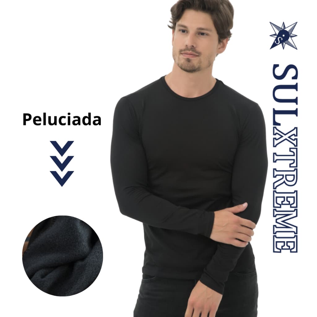 Blusa Camiseta Térmica Masculina Segunda Pele Peluciada FelpadaPara Inverno Frio Neve Sulxtreme