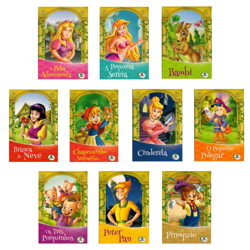 Kit Livro Infantil Coleção Clássicos De Ouro 10 Histórias Ilustradas