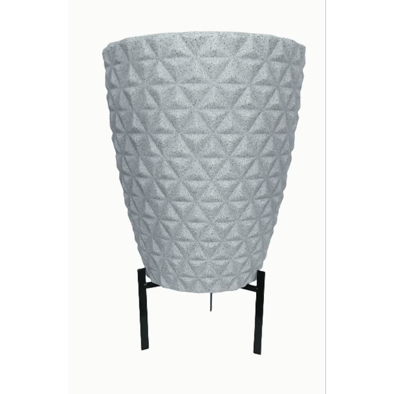 vaso para planta coluna diamante p polietileno 41x35cm com prato e suporte