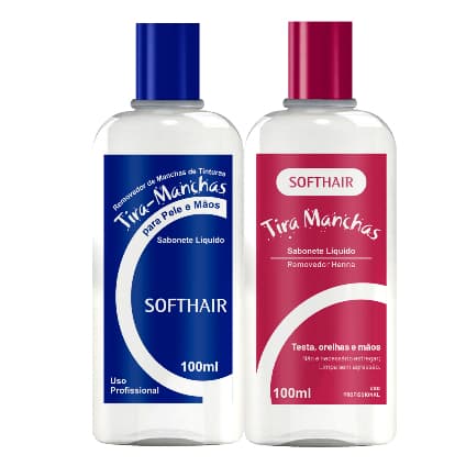 Kit Sabonete Líquido Tira Manchas 100ml + Sabonete Suaveness Tira Manchas De henna 100ml Softhair