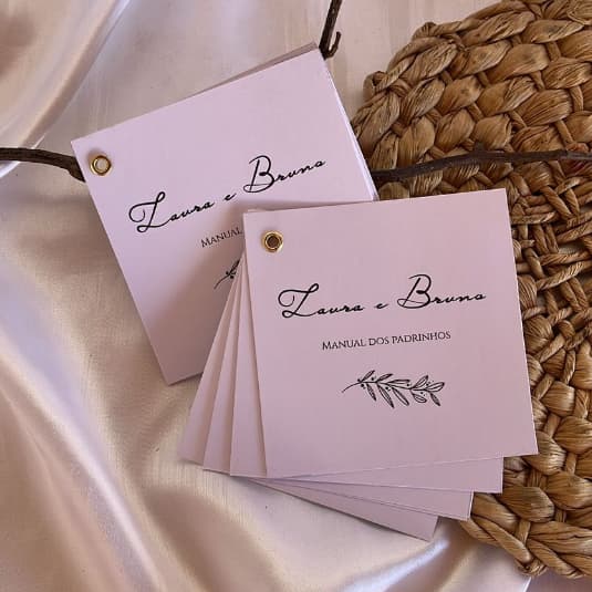 Manual dos padrinhos minimalista com ilhós - convite de padrinhos personalizado