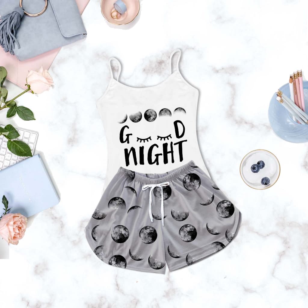 Pijama Feminino Kids Infantil Estampa Boa Noite Lua Cinza
