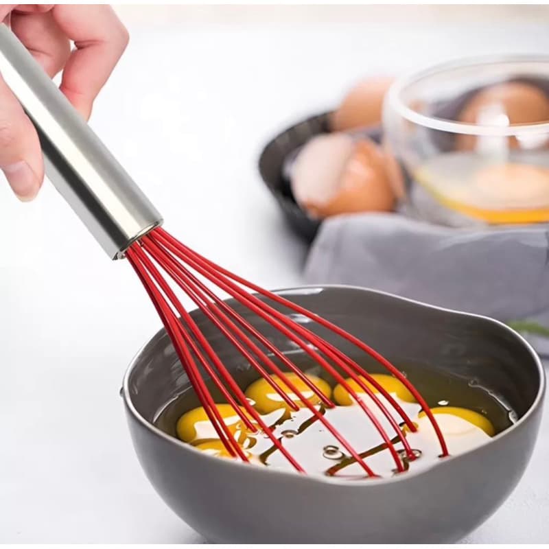 Batedor De Ovos Fouet De Silicone Com Cabo inox 21 cm 25 cm 29 cm off