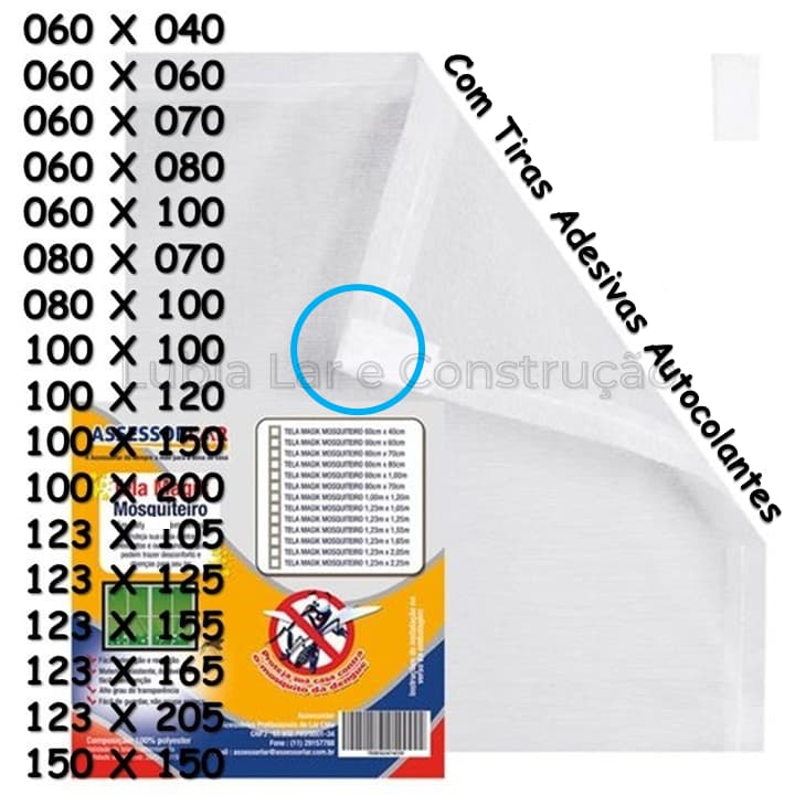 Tela Mosquiteiro Anti-inseto Magik Lavável Branca Para Janelas Com Fecho Contato Adesivo Dupla Face