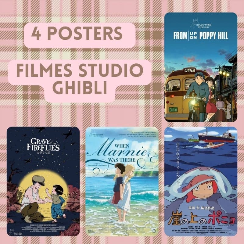 4 posters filmes Studio Ghibli (leia a descrição)