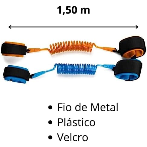 Pulseira Infantil Guia Anti-Perda Infantil Criança Bebe 1,5m Segurança Coleira