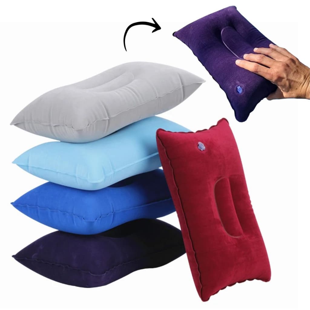 Travesseiro Almofada Inflável de Encher Para Viagem Avião Ônibus Barraca de Camping Acampamento Trilha Tenda Passeio