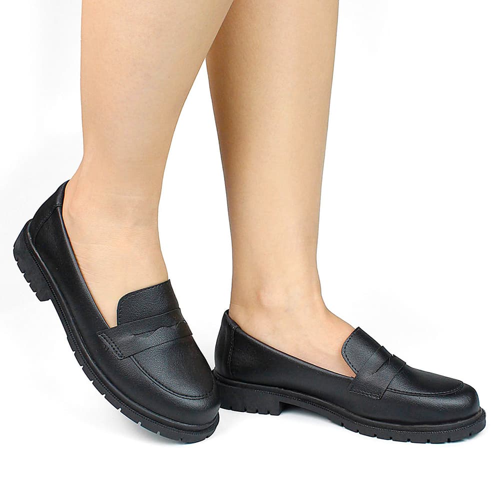 Sapato Mocassim Oxford Feminino Tratorado Salto Alto Blogueira Novo Plataforma Bico Redondo Loafer