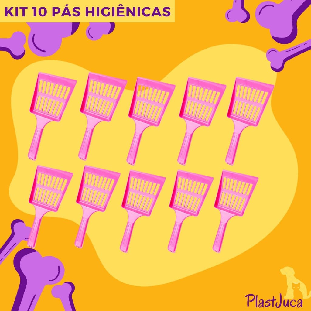 kit 10 Pá Pazinha Higiênica Coletora Para Gatos e Cães