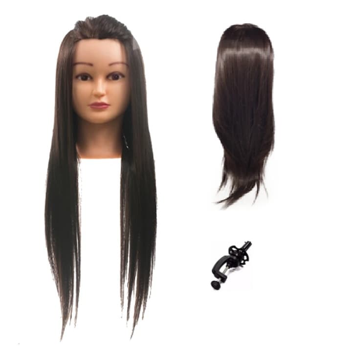 Cabeça p/ Treino Boneca Manequim Cabeleireiro Cabelo Sintético + Suporte/Organica