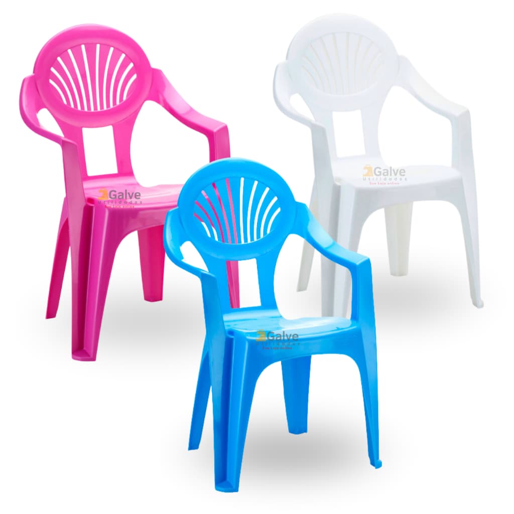 Cadeirinha Infantil Plástica Cadeira de Criança Reforçada Azul Rosa Branca Menino Menina