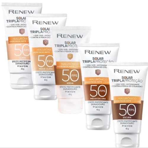 Protetor Solar Renew Com Cor FPS 50 Avon 40g Efeito Matificante