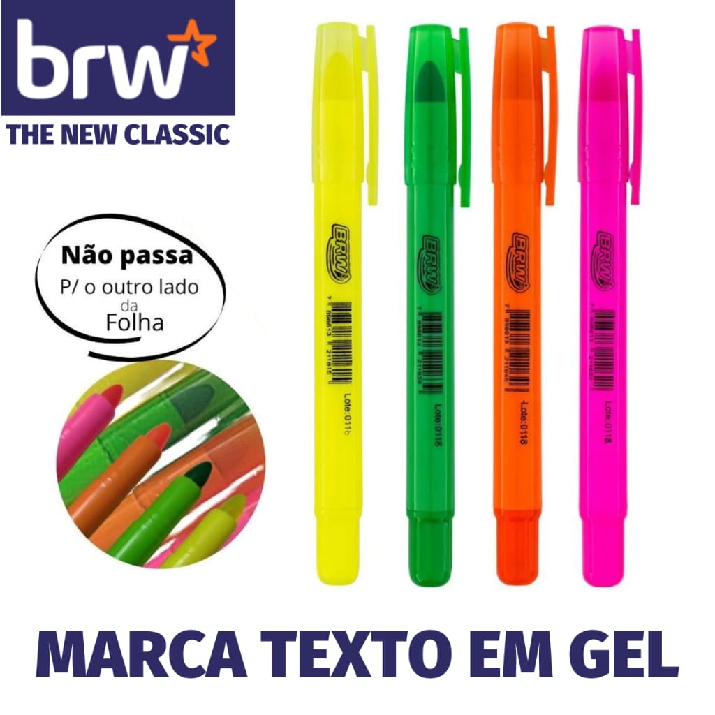 Marca Texto em Gel BRW - Coleção Completa (Ideal para Bíblia e Vade Mecum) - Kit ou unidade