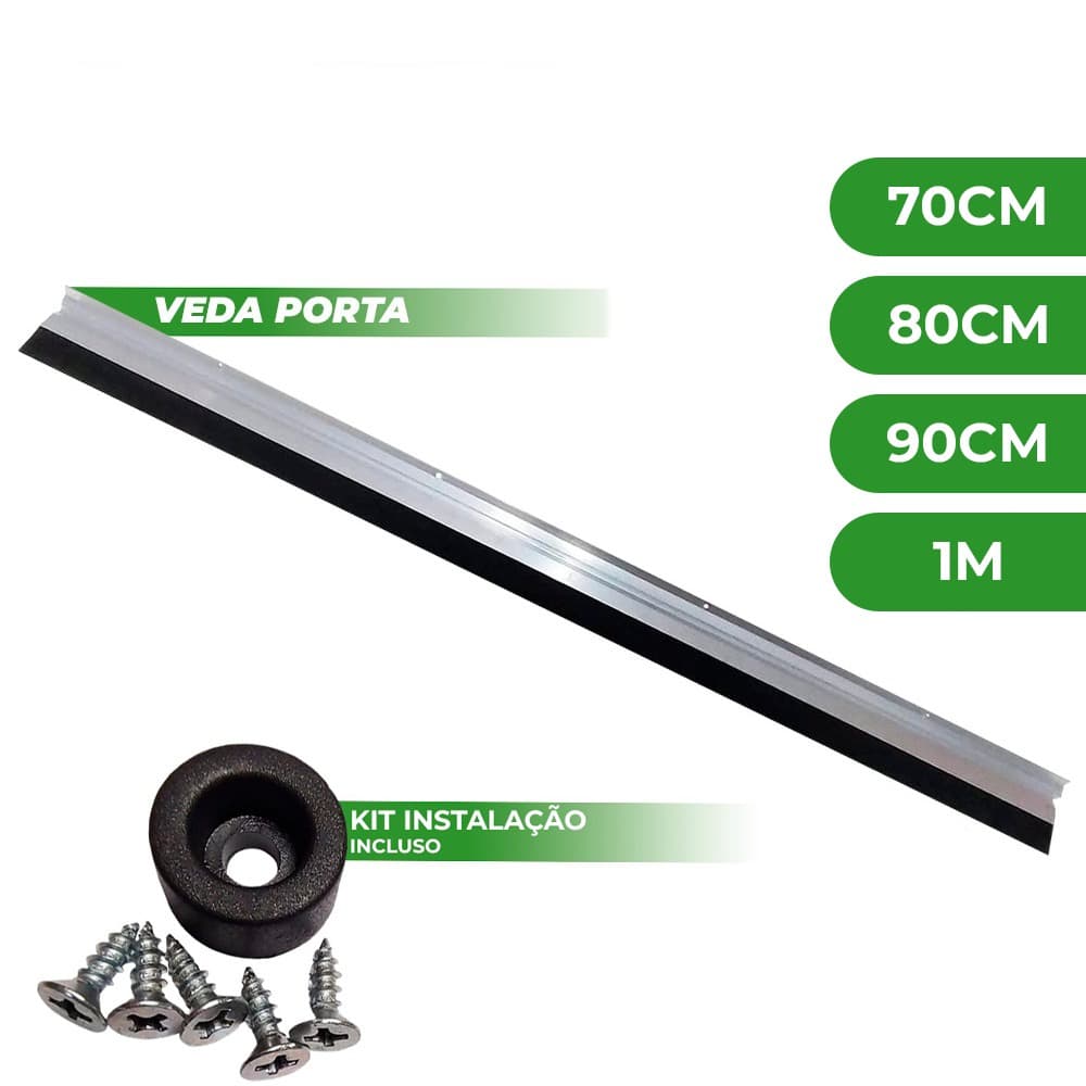 Rodo Vedador Vedante De Porta Em Alumínio Com Borracha