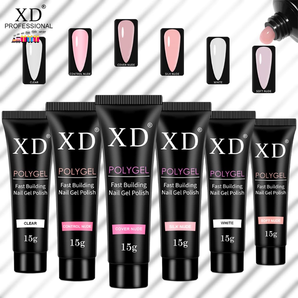 Polygel XD LED UV Profissional 15g F1 Alongamento Unhas de Gel Poly Gel