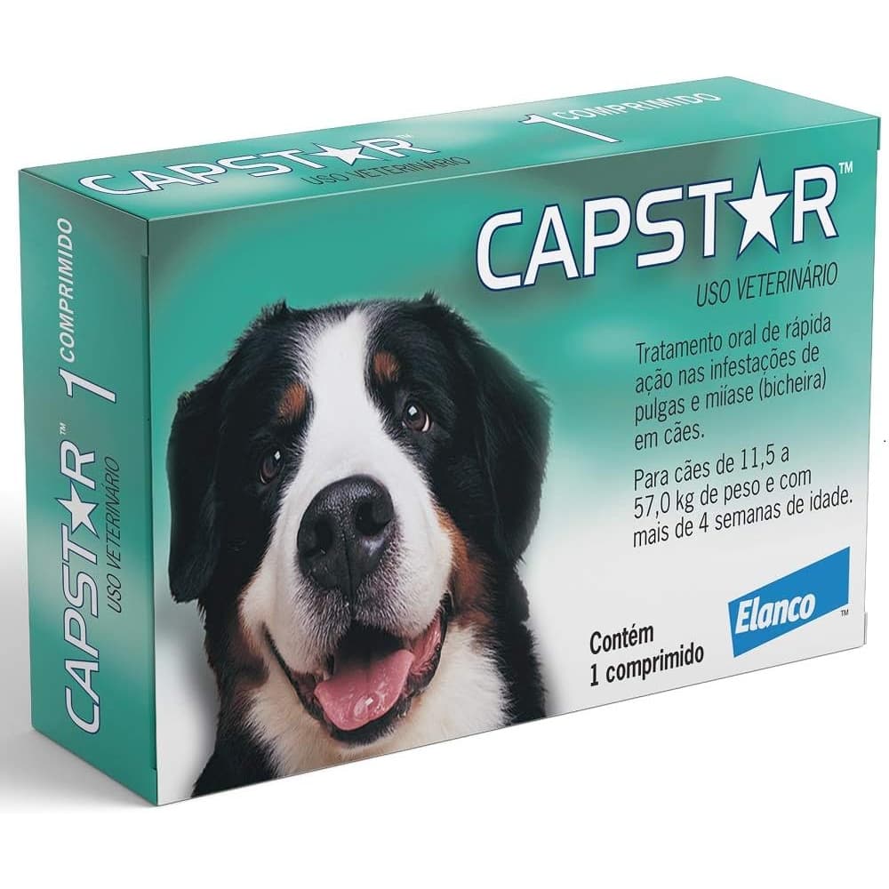 Capstar Antipulgas 57mg 1 Comprimido para Cães Gatos de 11 a 57kg Elanco