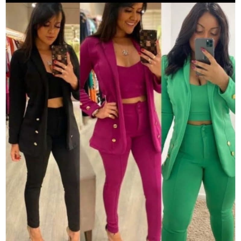 Conjunto três peças tecido neoprene