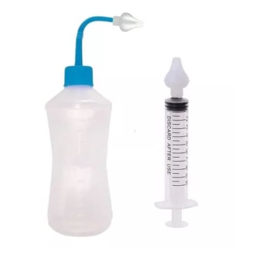Kit 1 Seringa E 1 Ducha Lavagem E Limpeza Nasal Bebê