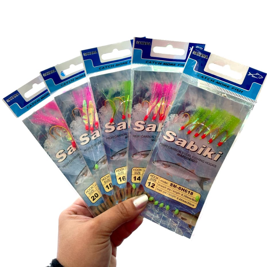 Sabiki (Anzol) Para Pesca Sahara Maruseigo Penacho - Tamanhos e Cores