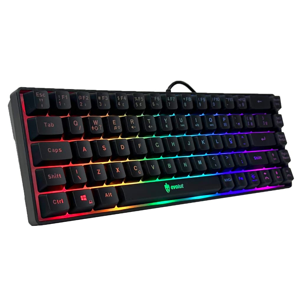 Teclado Gamer Semi Mecânico 60% com Fio Preto Led Rgb Abnt2 Usb Pc Computador Videogame Pequeno