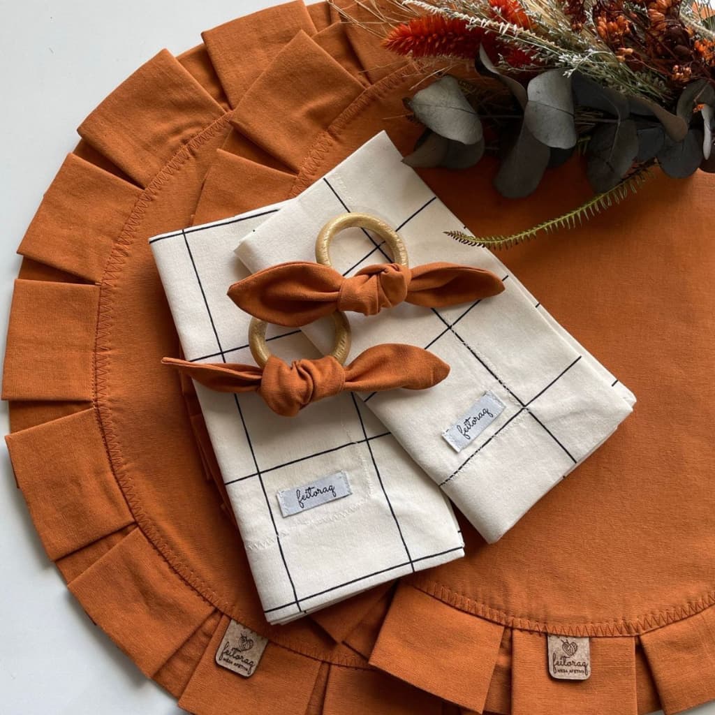 KIT JOGO AMERICANO DE MESA TERRACOTA COSTURA DECORADA COM 6 ITENS (2 LUGARES A MESA COMPELTO) SOUPLAST TENDENCIA