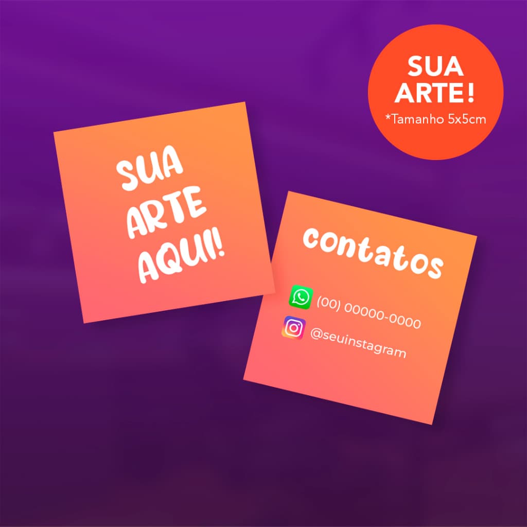 Cartão Personalizado para clientes 5x5cm Frente e Verso