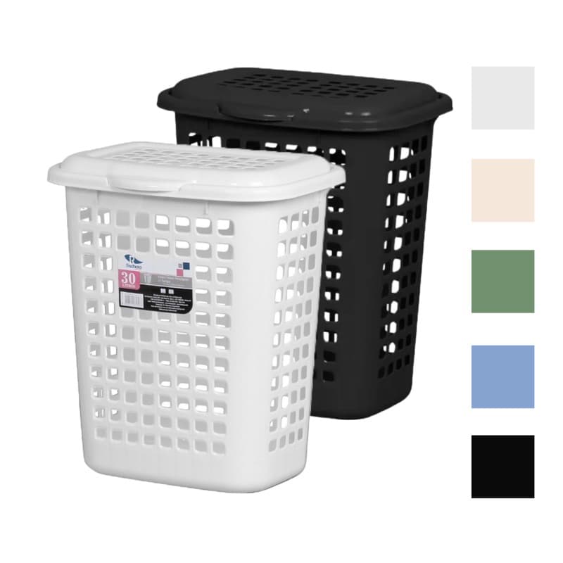 Cesto de Roupa Retangular Telado com Tampa 30L