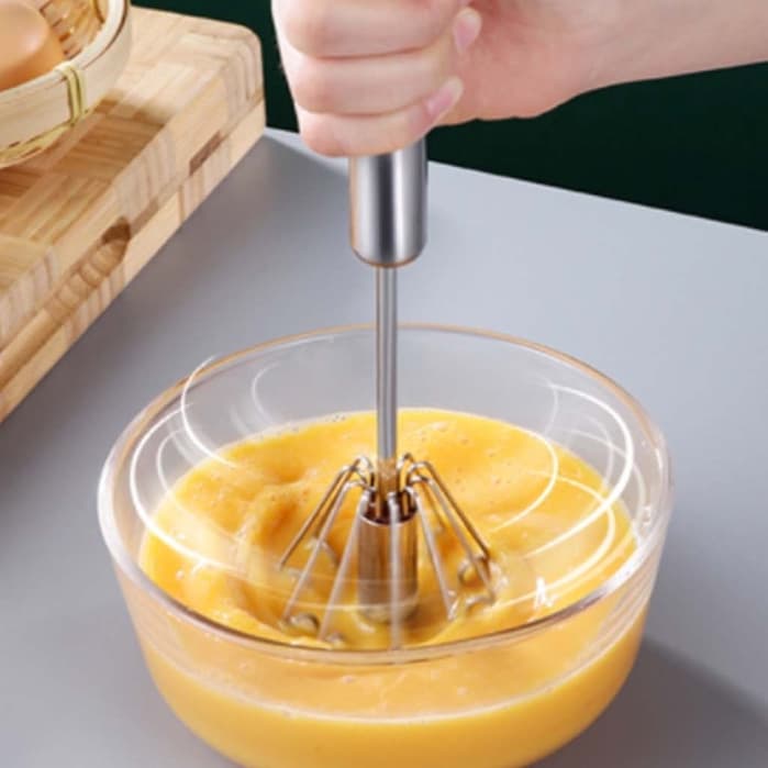 Batedor Fue De Claras Ovos Giratório Bolos Cremes De Aço Inox Universal 30cm