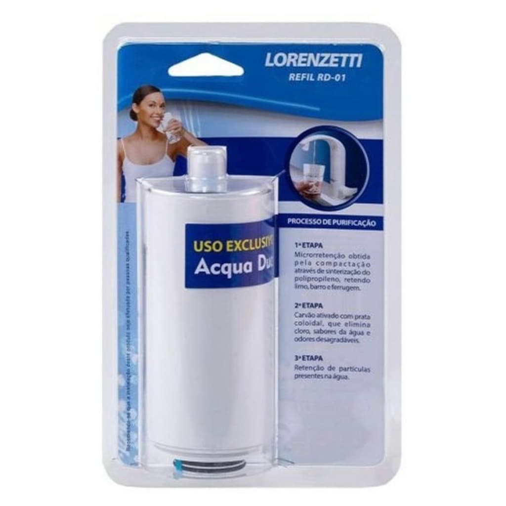 Refil Vela Lorenzetti Original Para Filtro Acqua Due  Rd-01 com Carvão Ativado
