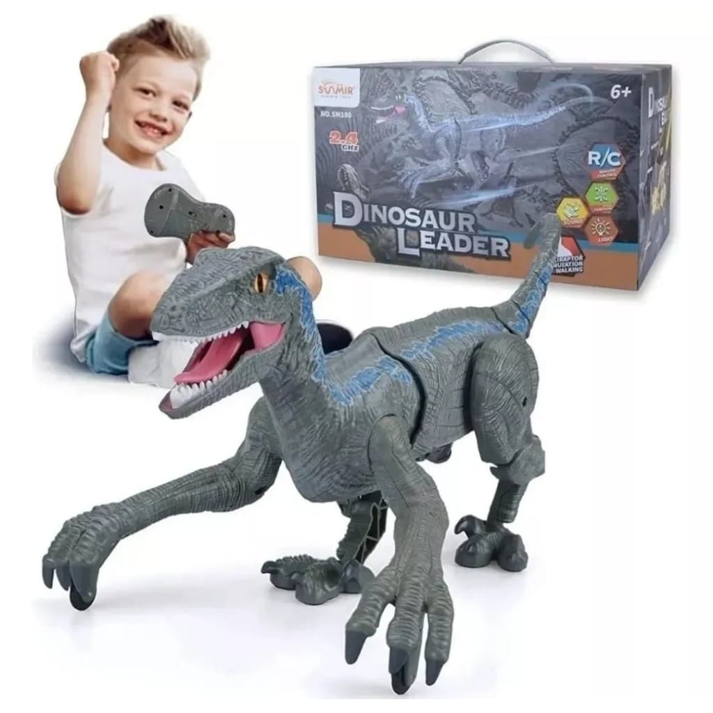 Brinquedo Dinossauro Velociraptor Recarregável Controle Remoto Luz E Som