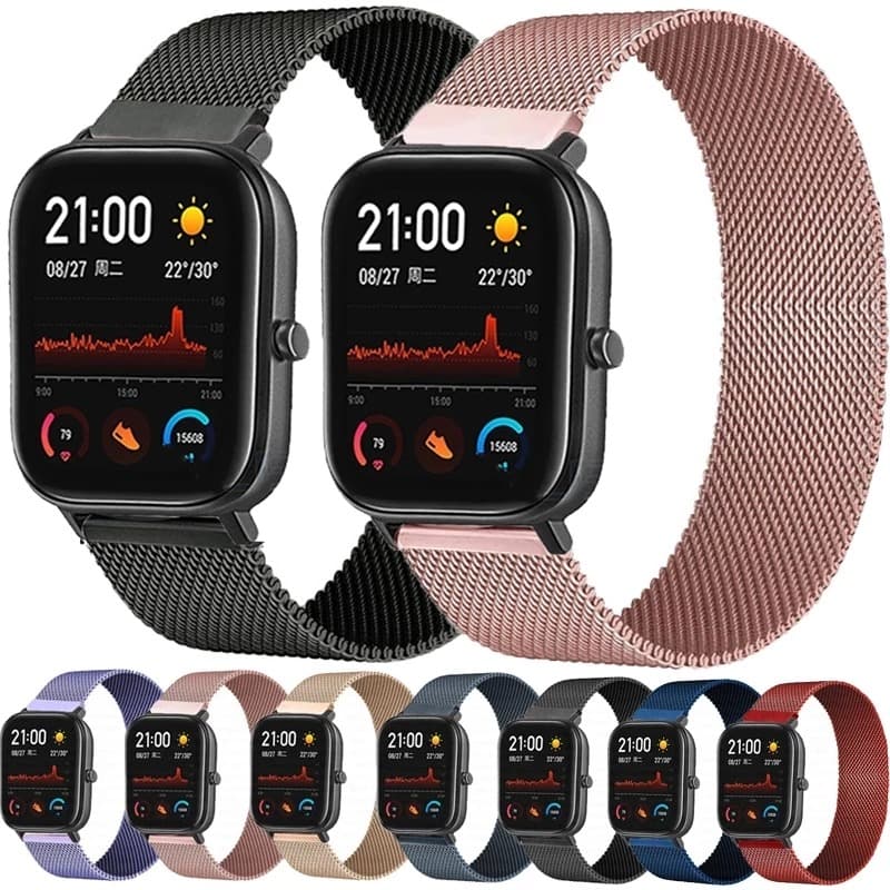 Pulseira para Amazfit Gts 4 3 2 2e Mini Bip S Bip 3/Lite/U Pro/Gtr 42mm/Galaxy active 1 2 20mm Metal