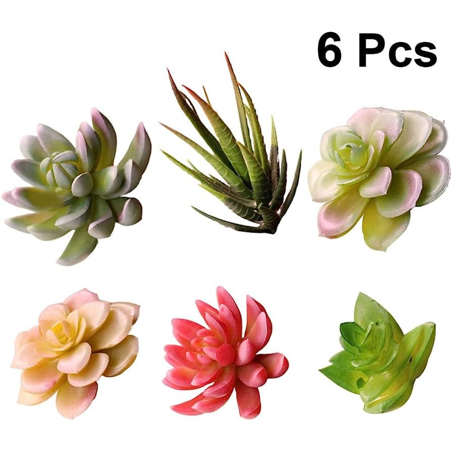 Kit c/6 Suculentas Artificiais Decorativas Sortidas