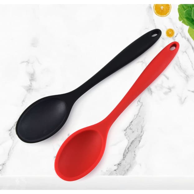 27cm Colher De Silicone Preta Utensílio De Cozinha