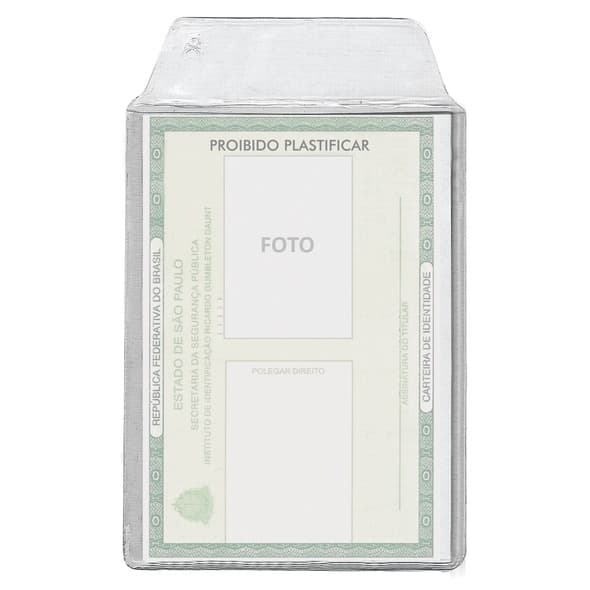 Porta Documento CNH RG Protetor para Documento CNH Carteira de Motorista Transparente Kit 6 e 12unidades