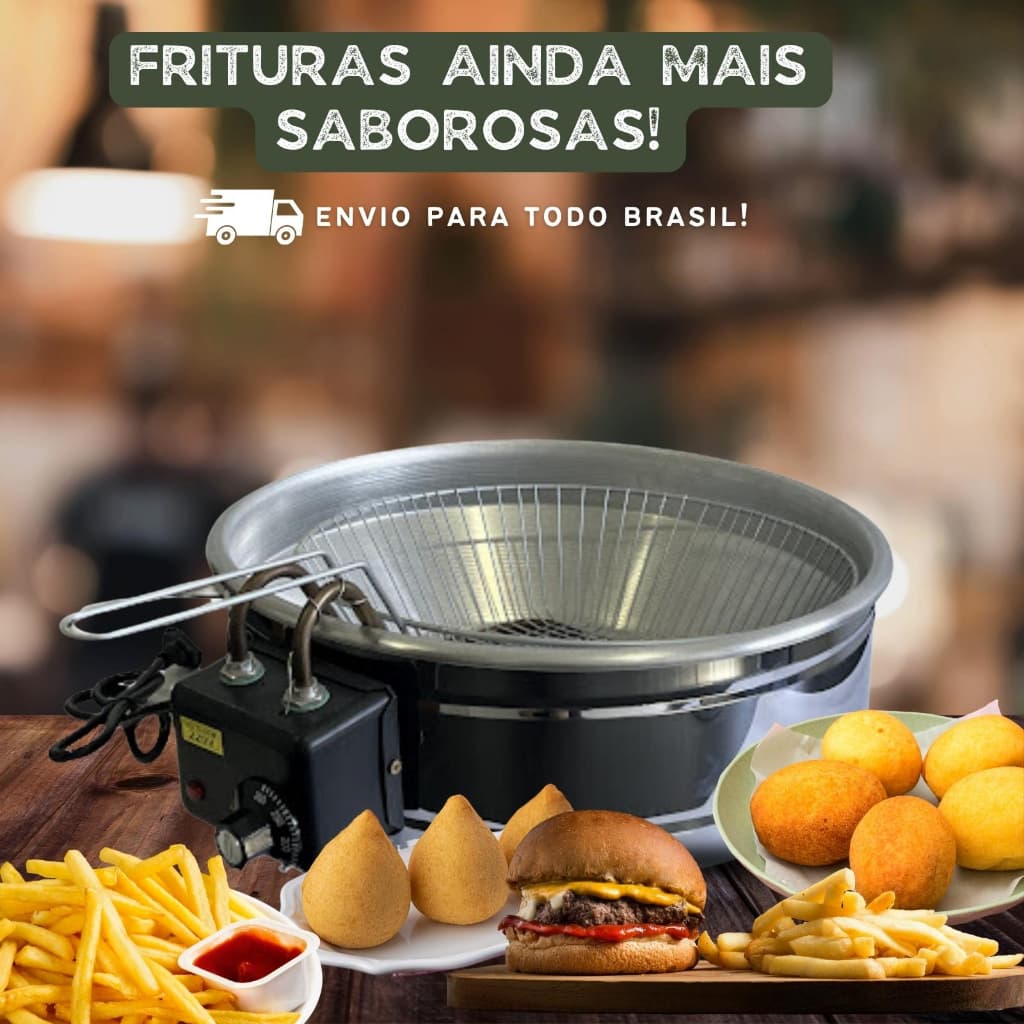 Fritadeira elétrica tacho de 2 litros base em Inox 1500W 110 ou 220V com termostato