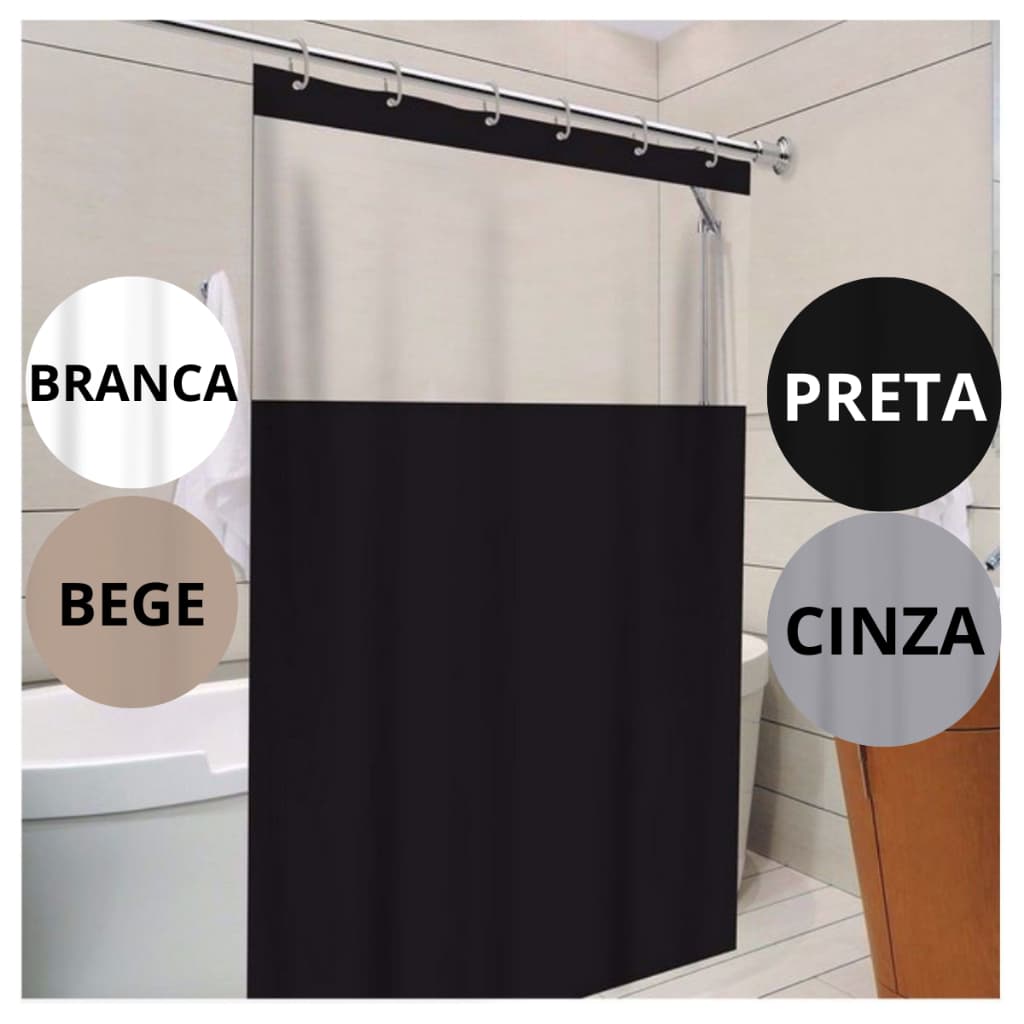 Cortina Box de Banheiro Com/Sem Visor Impermeável Antimofo 1,38m X 1,98m