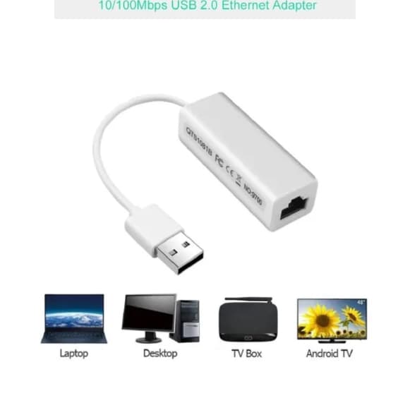 Placa Rede Usb Cabo Externa Rj45 Adaptador Lan Ethernet com cabo BRANCO