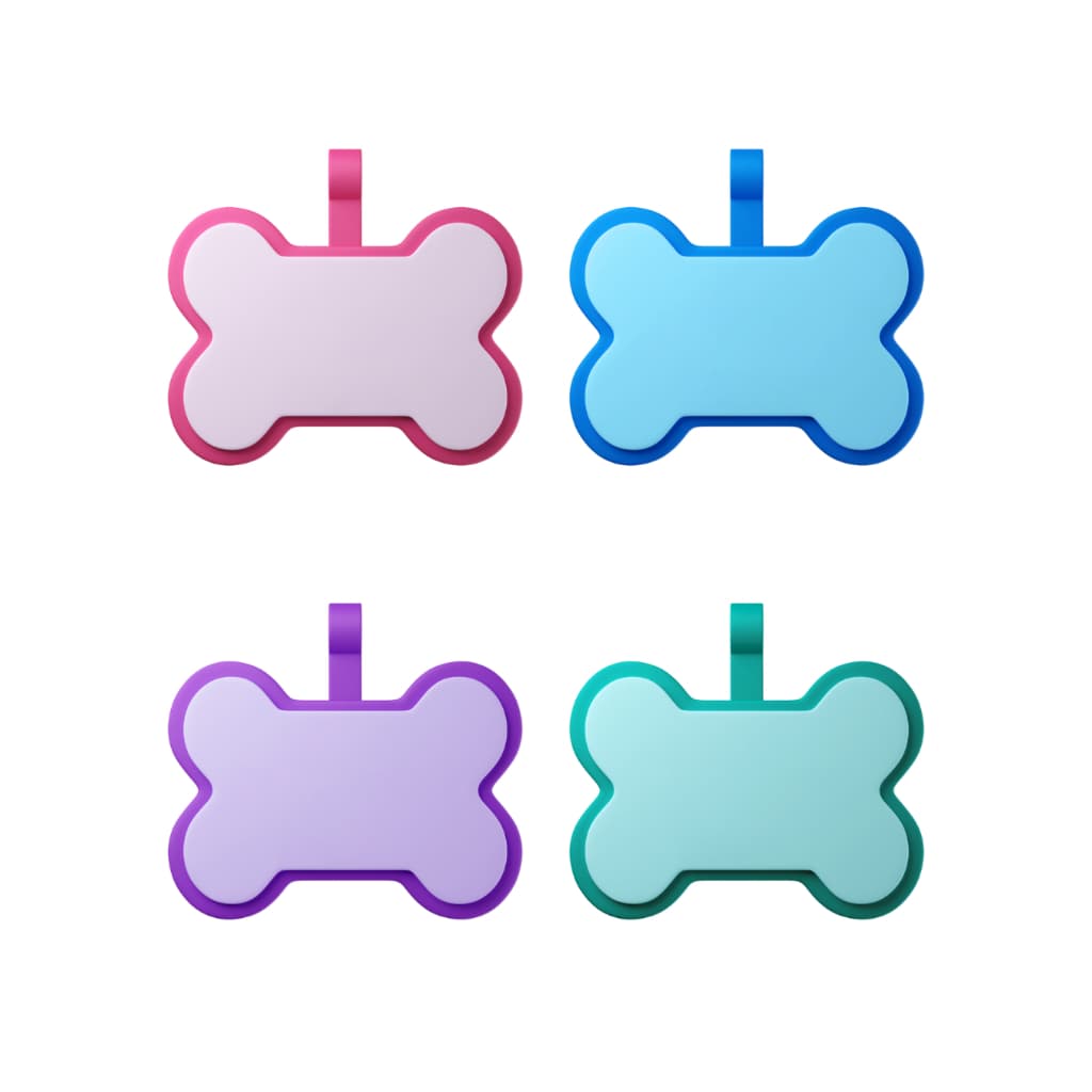 Placas de Identificação Pet Em Borracha Silicone Pet Name Osso Candy
