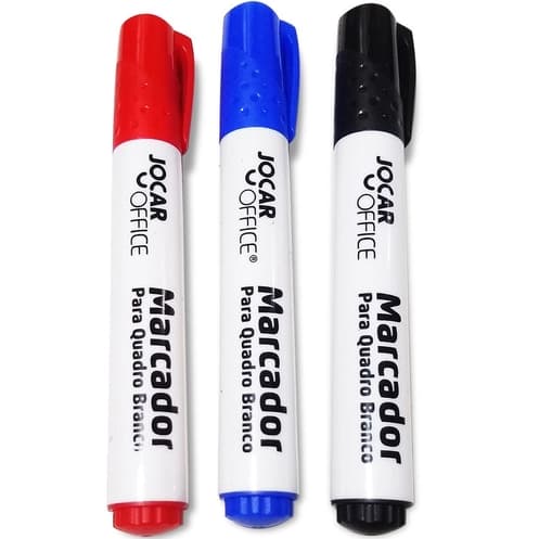 Kit 3 Canetas Para Quadro Branco Leoleo - Marcador  Para Quadro Azul Preta E Vermelha
