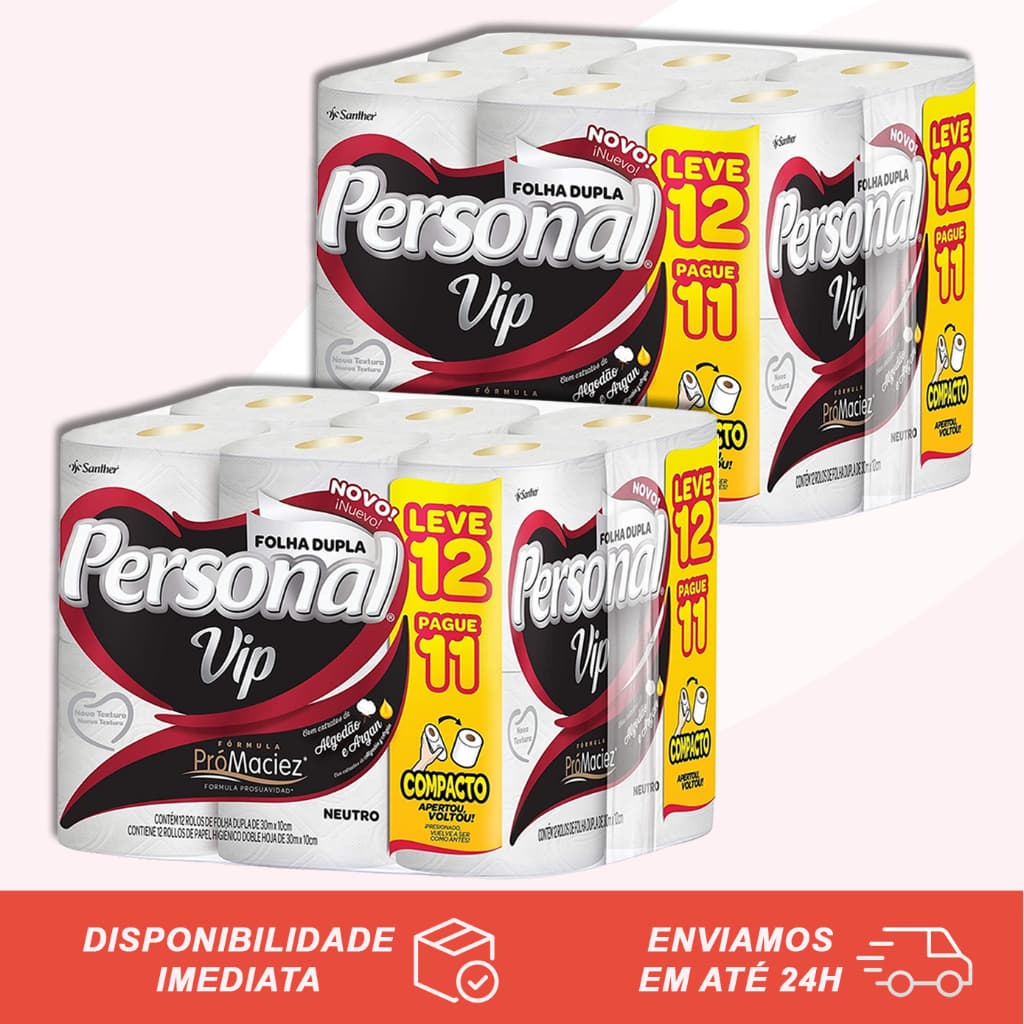 Papel Higiênico Personal VIP Folha Dupla 12 Ou 24 Rolos 30m